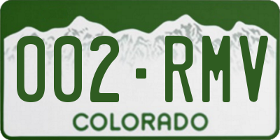 CO license plate 002RMV