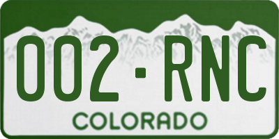CO license plate 002RNC