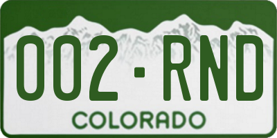 CO license plate 002RND