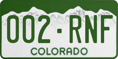 CO license plate 002RNF