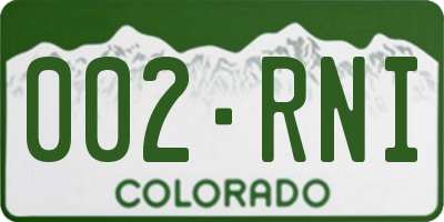 CO license plate 002RNI