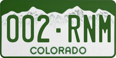 CO license plate 002RNM