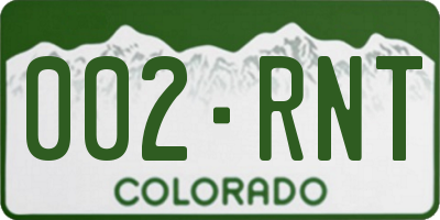 CO license plate 002RNT