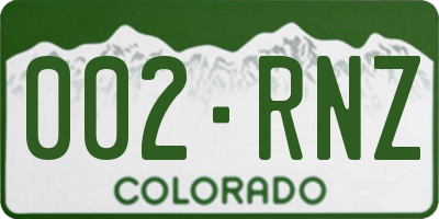 CO license plate 002RNZ