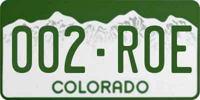 CO license plate 002ROE
