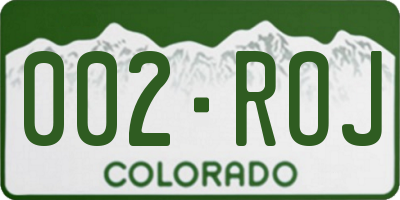 CO license plate 002ROJ