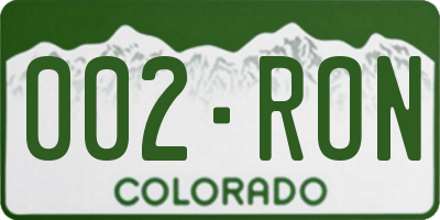 CO license plate 002RON