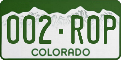 CO license plate 002ROP