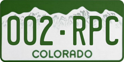 CO license plate 002RPC