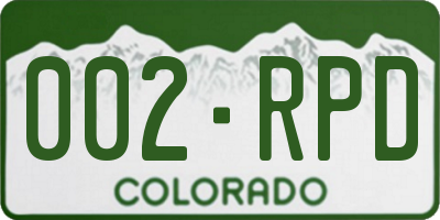 CO license plate 002RPD