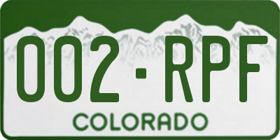 CO license plate 002RPF