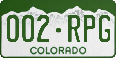 CO license plate 002RPG