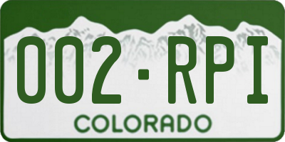 CO license plate 002RPI