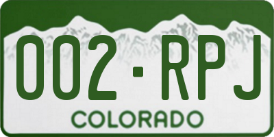 CO license plate 002RPJ