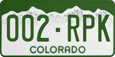 CO license plate 002RPK