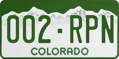 CO license plate 002RPN