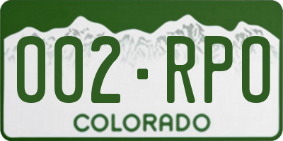 CO license plate 002RPO