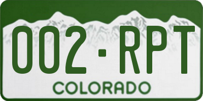 CO license plate 002RPT