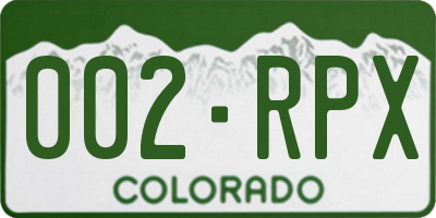 CO license plate 002RPX