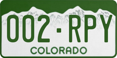 CO license plate 002RPY