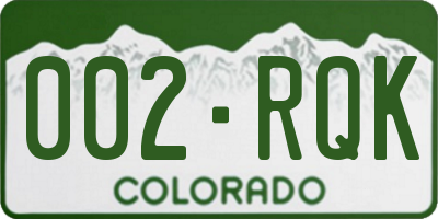 CO license plate 002RQK