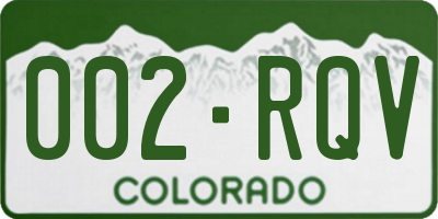 CO license plate 002RQV