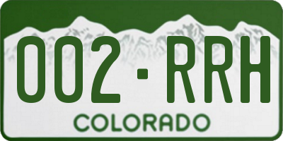 CO license plate 002RRH