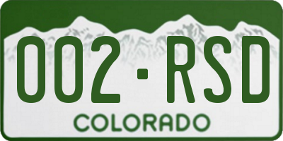 CO license plate 002RSD
