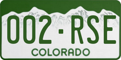 CO license plate 002RSE