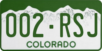 CO license plate 002RSJ