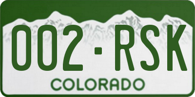 CO license plate 002RSK