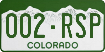 CO license plate 002RSP