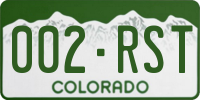 CO license plate 002RST