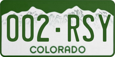 CO license plate 002RSY