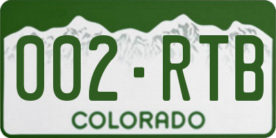 CO license plate 002RTB