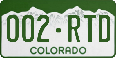 CO license plate 002RTD