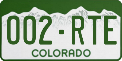 CO license plate 002RTE