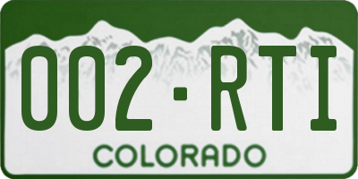 CO license plate 002RTI