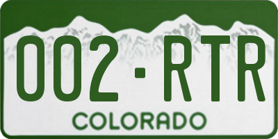 CO license plate 002RTR