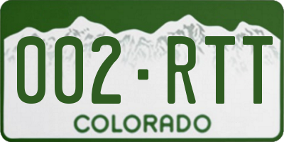 CO license plate 002RTT