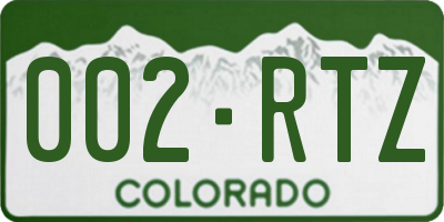 CO license plate 002RTZ