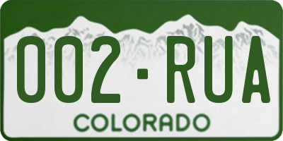CO license plate 002RUA