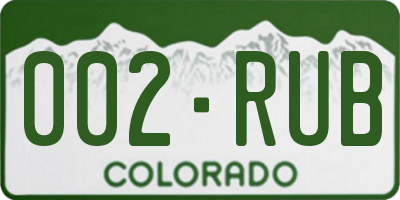 CO license plate 002RUB