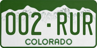 CO license plate 002RUR