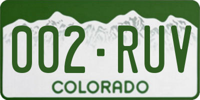 CO license plate 002RUV