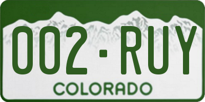 CO license plate 002RUY