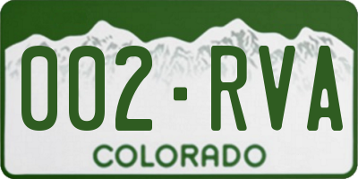 CO license plate 002RVA