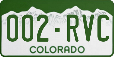 CO license plate 002RVC