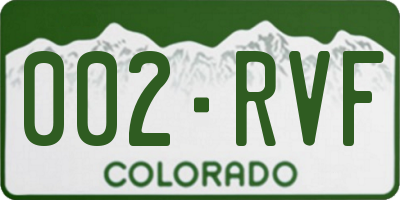 CO license plate 002RVF