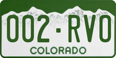 CO license plate 002RVO